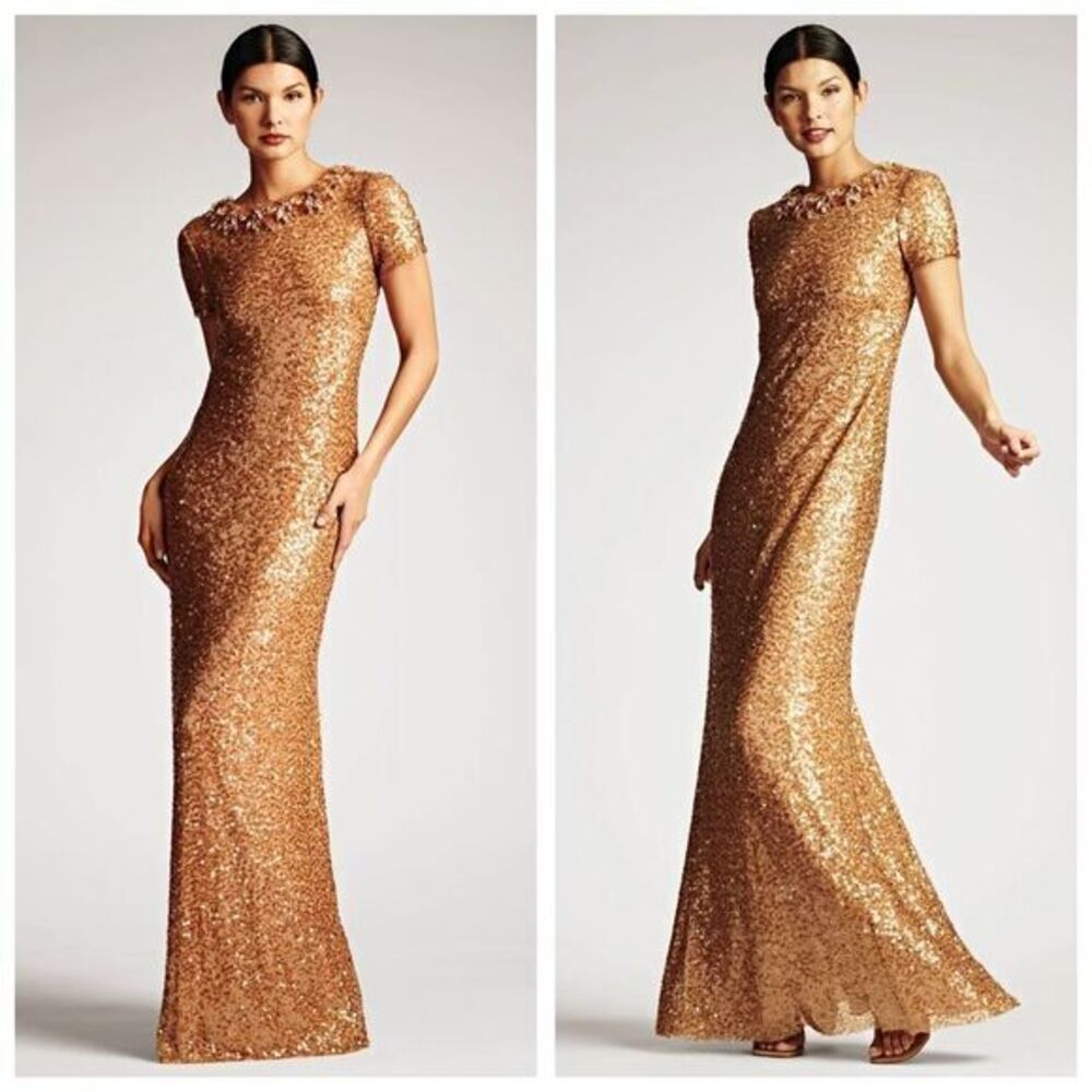 SACHIN + BABI Shiloh Honey Sequin Gown Size 6